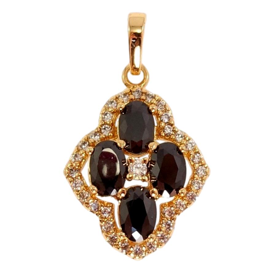 Кулон Xuping Позолота 18K Чорні кристали у фігурному обрамленні цирконію фото №1