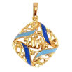 Кулон Xuping цвет Позолота 18K "Резная подвеска с сине-голубой эмалью и надписью Аллах" для цепочки до 6мм фото №3
