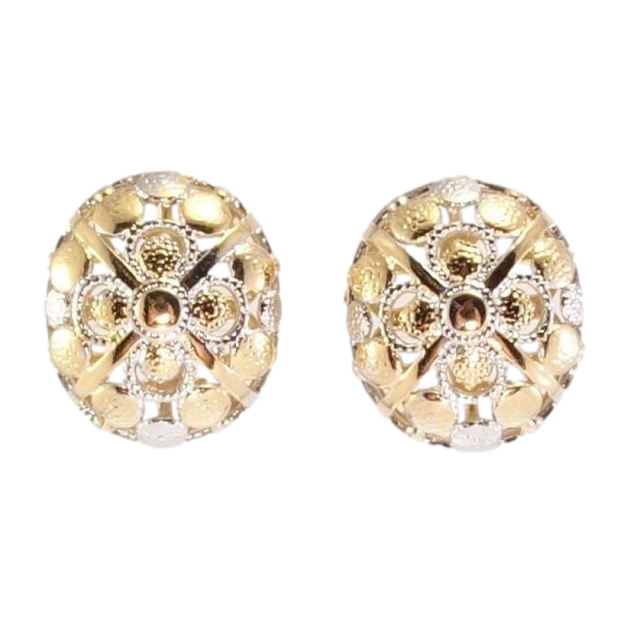 Серьги Xuping Позолота + Родий пусеты Овалы с цветочным орнаментом фото №1