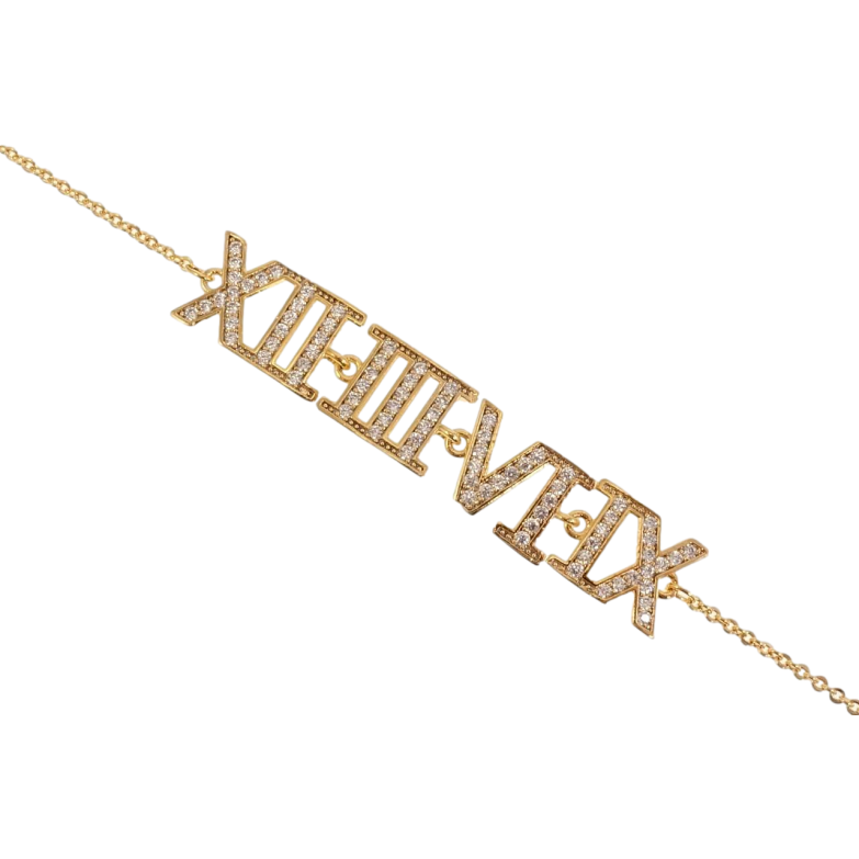 Браслет Xuping Позолота 18K Римські цифри довжина з доп. 16,5-19см х 1-9мм фото №1 Браслет Xuping Позолота 18K Римські цифри довжина з доп. 16,5-19см х 1-9мм фото №1