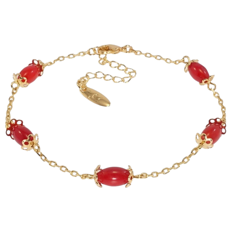 Браслет Xuping Позолота 18K Якорное плетение с красными бусинами длина с доп. цепочкой 19,5-24,5см х 2-5мм фото №10