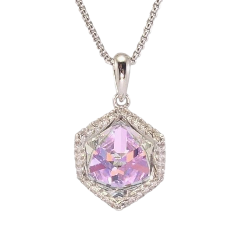 Кулон Xuping колір Родій з кр-ми Swarovski на ланцюжку Кристальний куб в обрамленні кристалів довжина 40-45см х 1мм фото №1