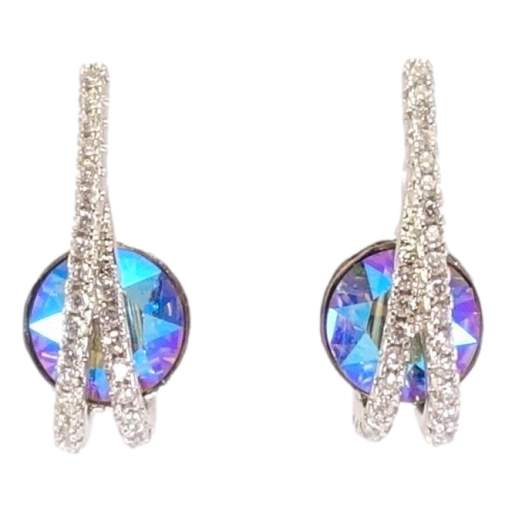 Сережки Xuping колір Родій з кристалами Swarovski пусети Кристали Sapphire AB з дужками фото №22