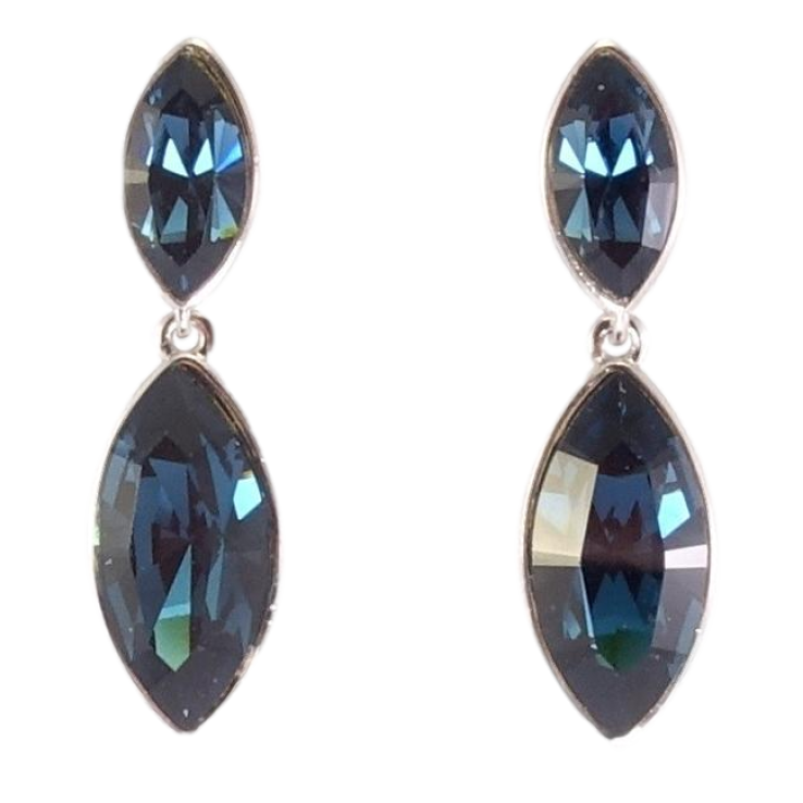 Серьги Xuping цвет Родий с кристаллами Swarovski пусеты Кристаллы Montana в огранке Маркиз фото №8