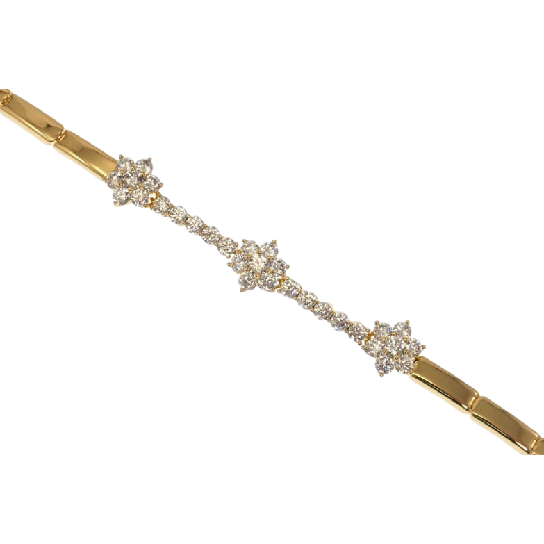 Браслет Xuping Позолота 18K Три кристальных цветочка длина 18.5см х 4мм фото №1