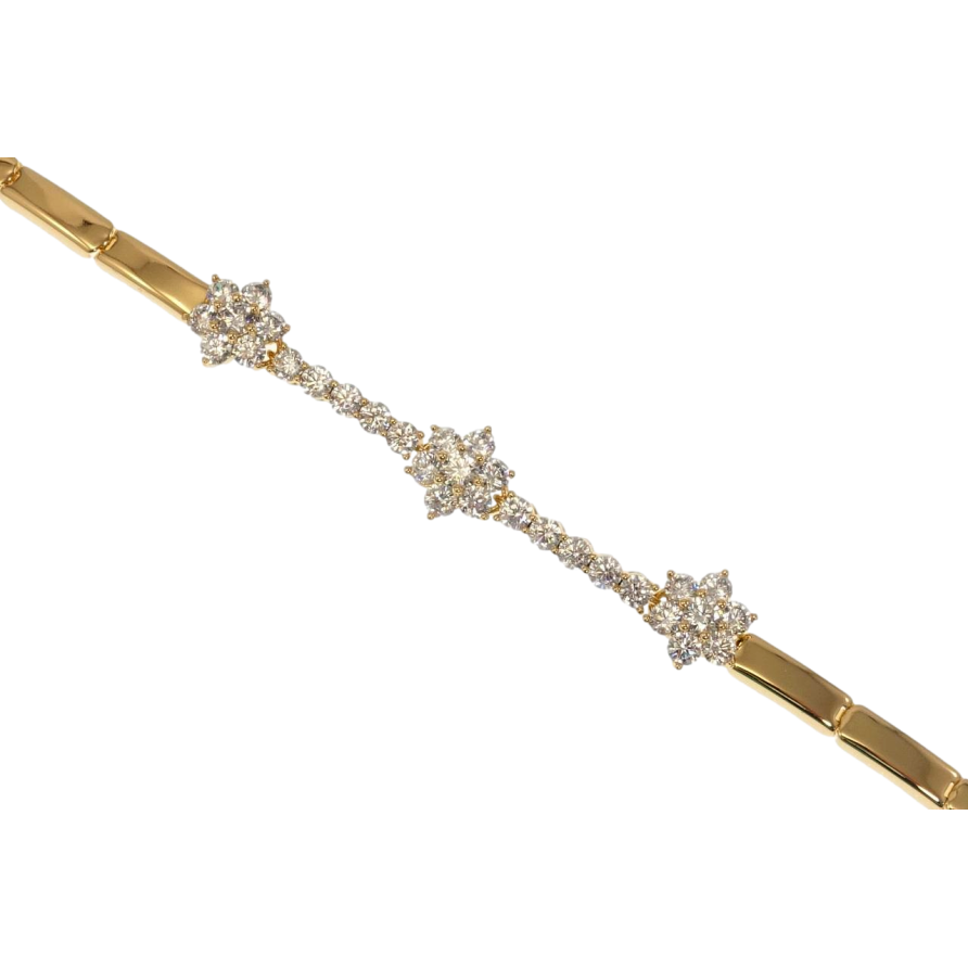 Браслет Xuping Позолота 18K Три кристальных цветочка длина 18.5см х 4мм фото №1