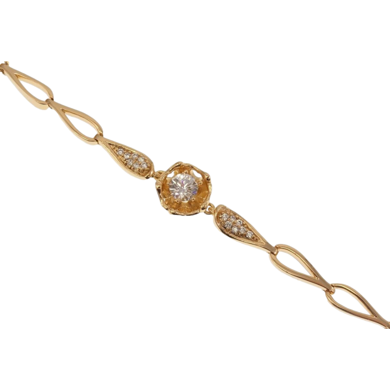 Браслет Xuping Позолота 18K Капельки и цветочек с кристаллом длина с доп.замком 17,19см х 5-10мм фото №1