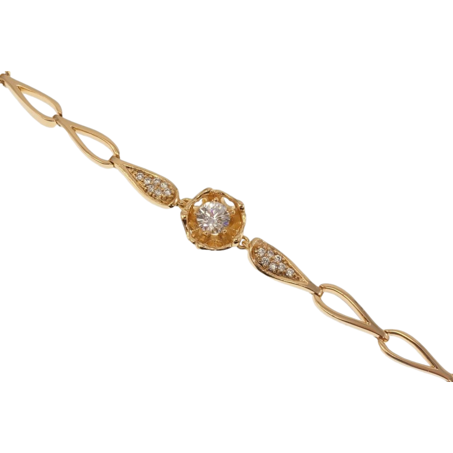 Браслет Xuping Позолота 18K Капельки и цветочек с кристаллом длина с доп.замком 17,19см х 5-10мм фото №1