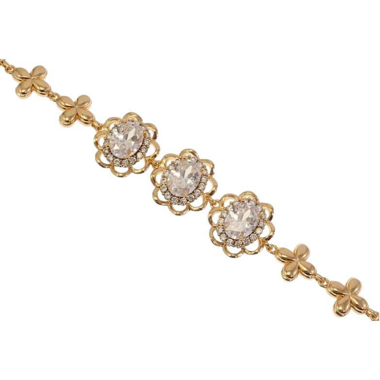 Браслет Xuping Позолота 18K Цветочные мотивы с кристаллами длина с доп.замком 17,19.5см х 9-14мм фото №1 Браслет Xuping Позолота 18K Цветочные мотивы с кристаллами длина с доп.замком 17,19.5см х 9-14мм фото №1