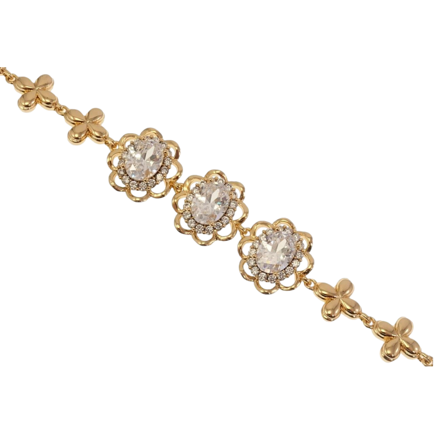 Браслет Xuping Позолота 18K Цветочные мотивы с кристаллами длина с доп.замком 17,19.5см х 9-14мм фото №1 Браслет Xuping Позолота 18K Цветочные мотивы с кристаллами длина с доп.замком 17,19.5см х 9-14мм фото №1