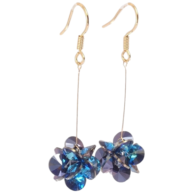 Серьги Xuping цвет 18K с кристаллами Swarovski французский замок Пучок кристаллов Bermuda Blue фото №1