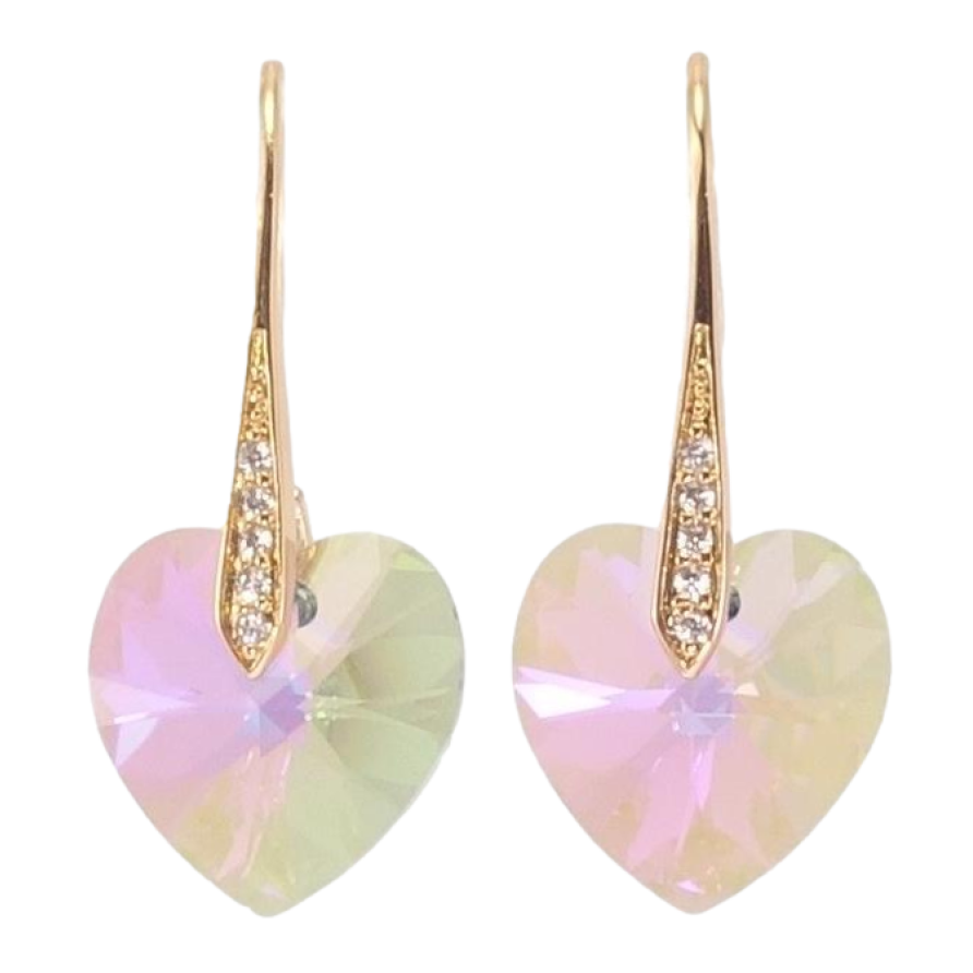 Сережки Xuping колір 18K з кристалами Swarovski французький замок Кристальні серця Vitrail Light фото №1