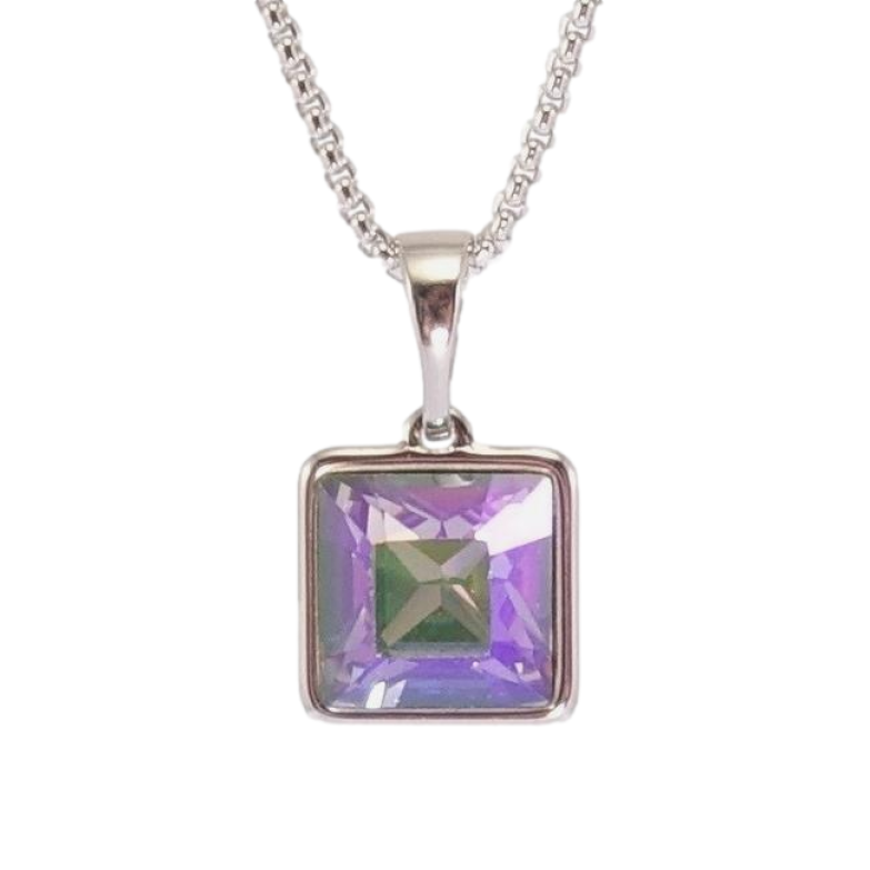 Кулон Xuping колір Родій з кр-ми Swarovski на ланцюжку Кристал Paradise Shine 10х10мм довжина 40-45см х 1мм фото №1