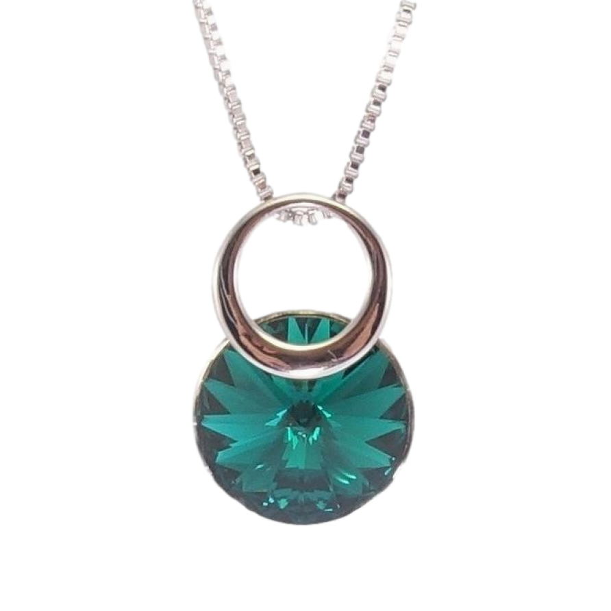 Кулон Xuping цвет Родий с кр-ми Swarovski на ц-ке Кристалл Blue Zircon с колечком длина 39,5-44,5см х 1мм фото №1