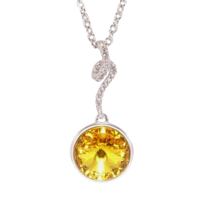 Кулон Xuping колір Родій з кр-ми Swarovski на ланцюжку Кристал Tangerine із завитком довжина 41-46см х 2мм фото №2