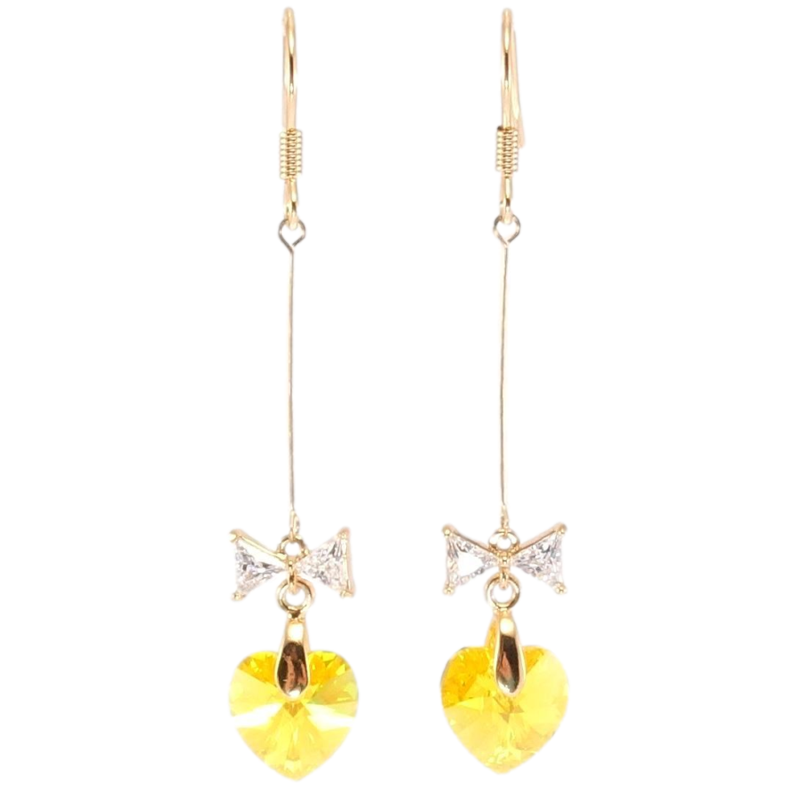 Сережки Xuping колір 18K з кристалами Swarovski французький замок Кристальне серце Citrine з фото №1