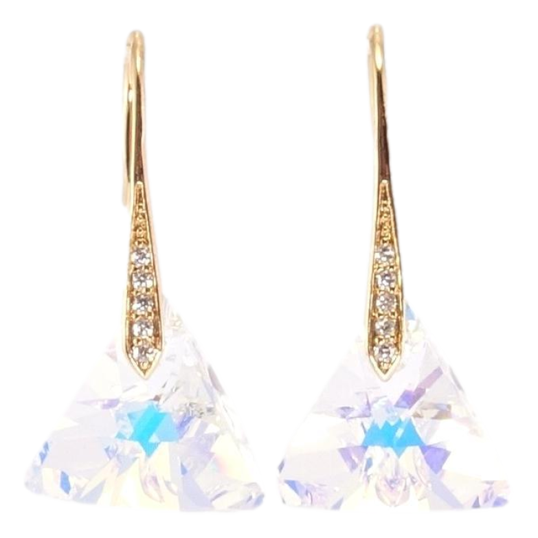Сережки Xuping колір 18K з кристалами Swarovski французький замок Кристальні трикутники Shimmer фото №1 Сережки Xuping колір 18K з кристалами Swarovski французький замок Кристальні трикутники Shimmer фото №1