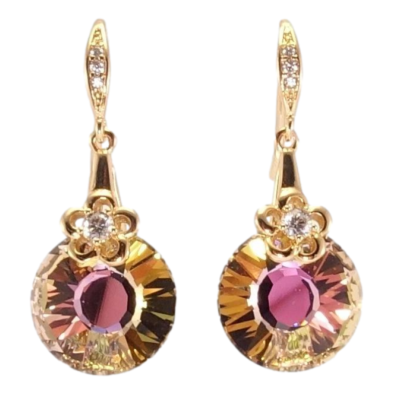 Сережки Xuping колір 18K з кристалами Swarovski французький замок Кристали Vitrail Light з квіточками фото №1