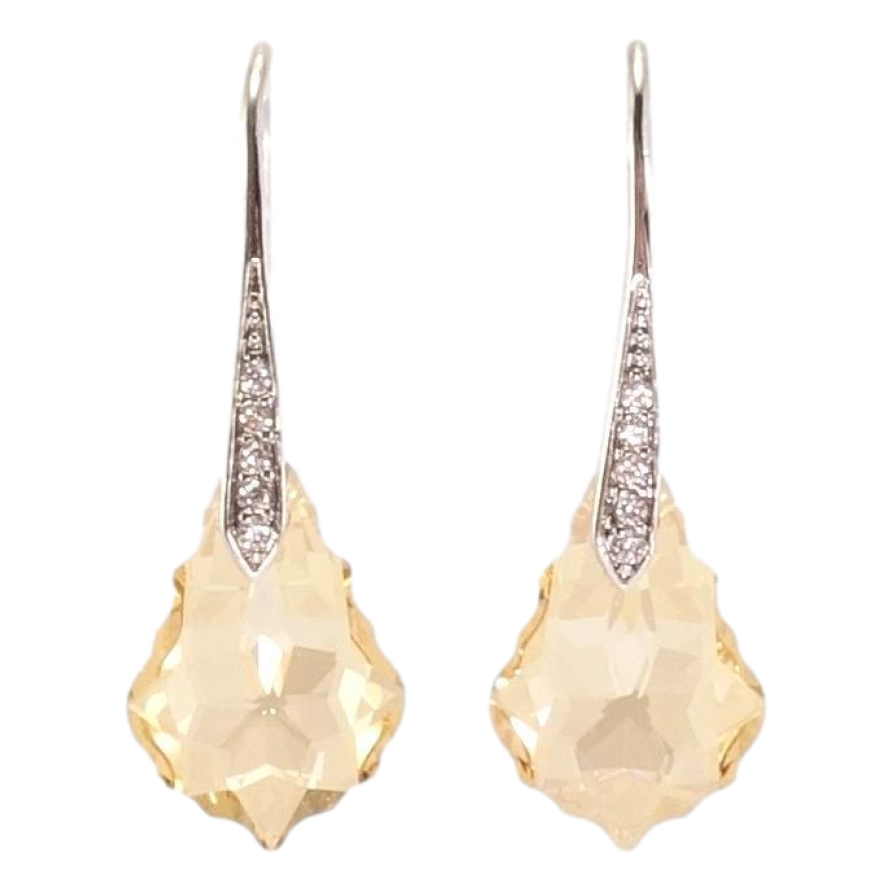 Сережки Xuping колір Родій з кристалами Swarovski французький замок Кристал Golden Shadow фото №1