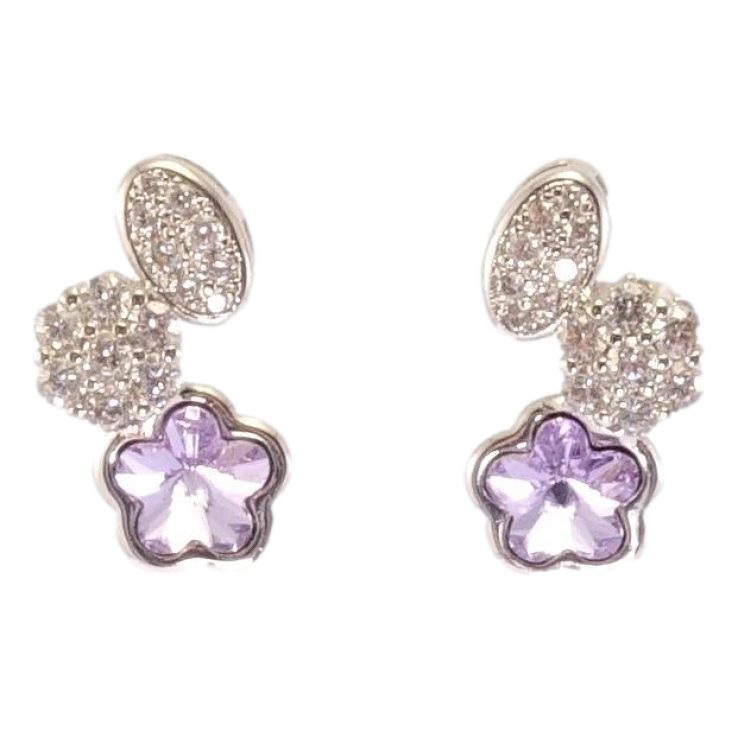 Сережки Xuping колір Родій з кристалами Swarovski пусети Квіточки з кристалом Provence Lavender фото №24