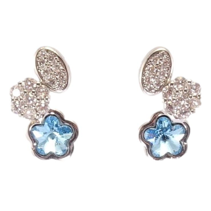 Серьги Xuping цвет Родий с кристаллами Swarovski пусеты Цветочки с кристаллом Aquamarine фото №15 Серьги Xuping цвет Родий с кристаллами Swarovski пусеты Цветочки с кристаллом Aquamarine фото №15