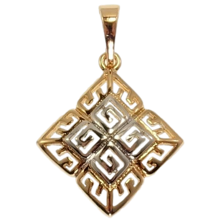 Кулон Xuping Позолота + Родий Ромб с греческим орнаментом фото №4 Кулон Xuping Позолота + Родий Ромб с греческим орнаментом фото №4
