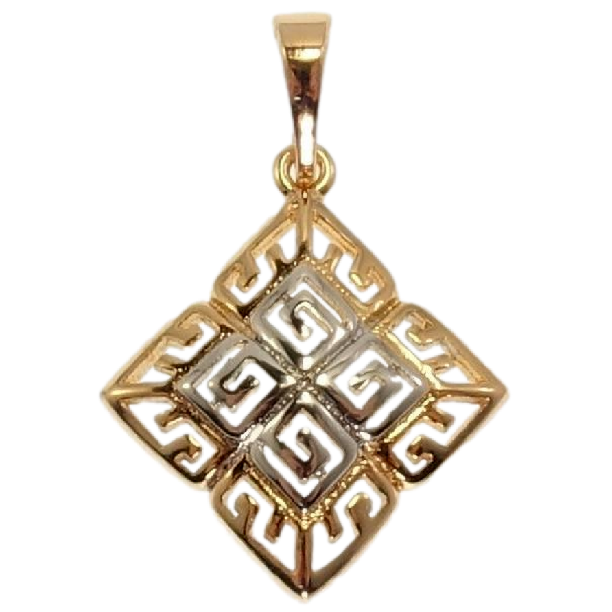 Кулон Xuping Позолота + Родий Ромб с греческим орнаментом фото №1 Кулон Xuping Позолота + Родий Ромб с греческим орнаментом фото №1