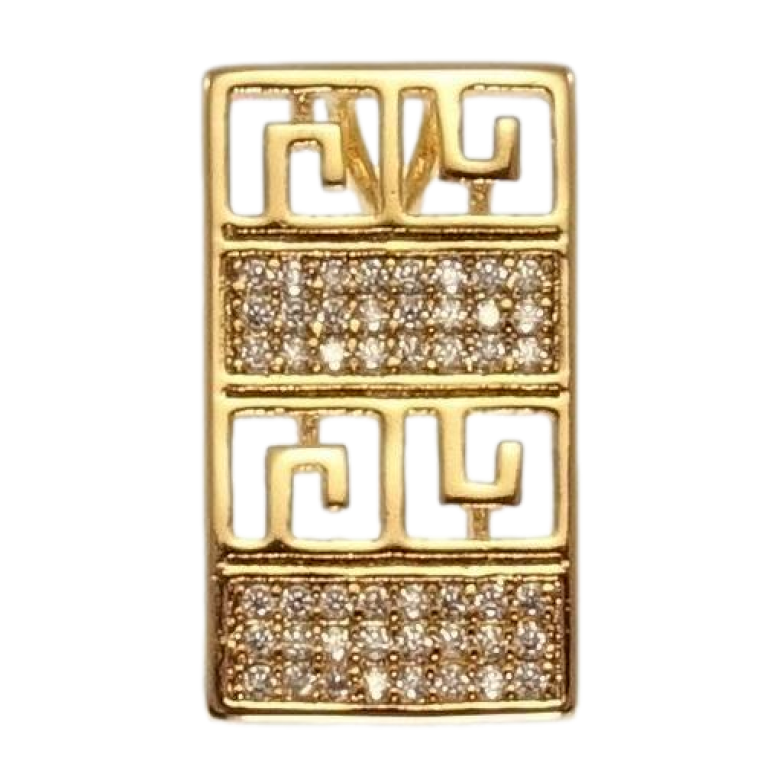 Кулон Xuping Позолота 18K Прямоугольная подвеска с цирконием и резным орнаментом фото №1