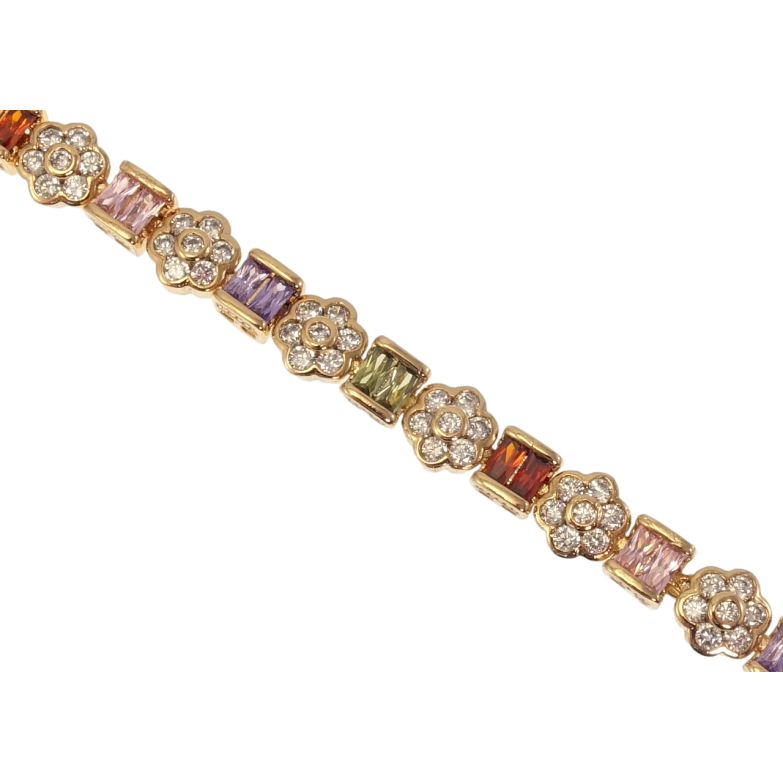 Браслет Xuping Позолота 18K Цветочки с цветными кристаллами длина 19см х 5-7мм фото №3 Браслет Xuping Позолота 18K Цветочки с цветными кристаллами длина 19см х 5-7мм фото №3