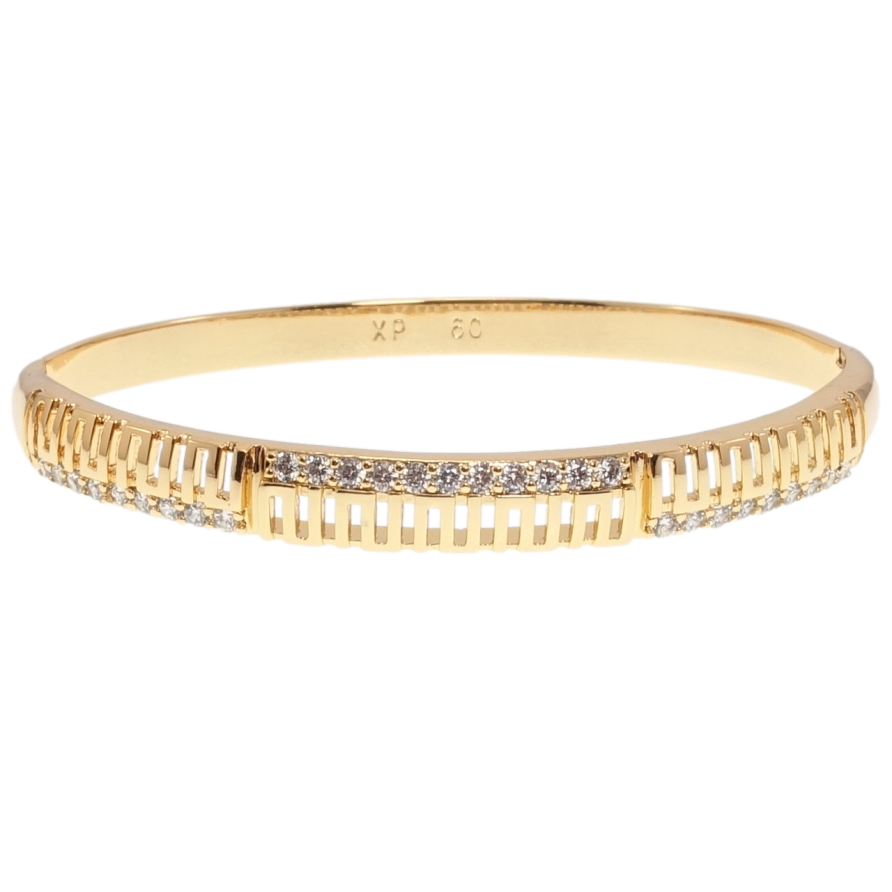 Браслет Xuping Позолота 18K Резной орнамент с дорожками циркония ø 6см фото №1 Браслет Xuping Позолота 18K Резной орнамент с дорожками циркония ø 6см фото №1