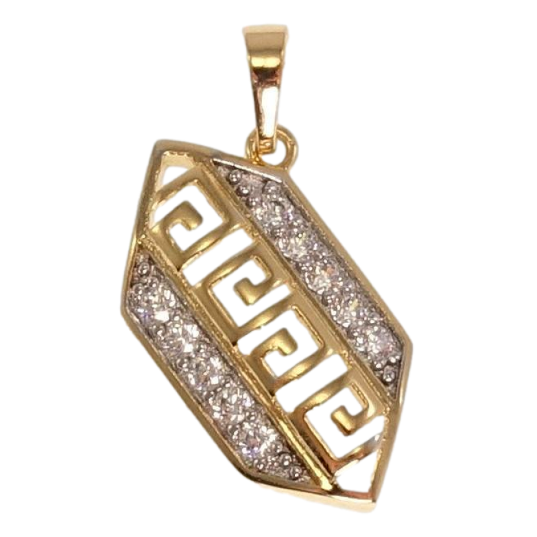 Кулон Xuping Позолота + Родій Фігурна підвіска з меандровим візерунком та доріжками цирконію фото №1