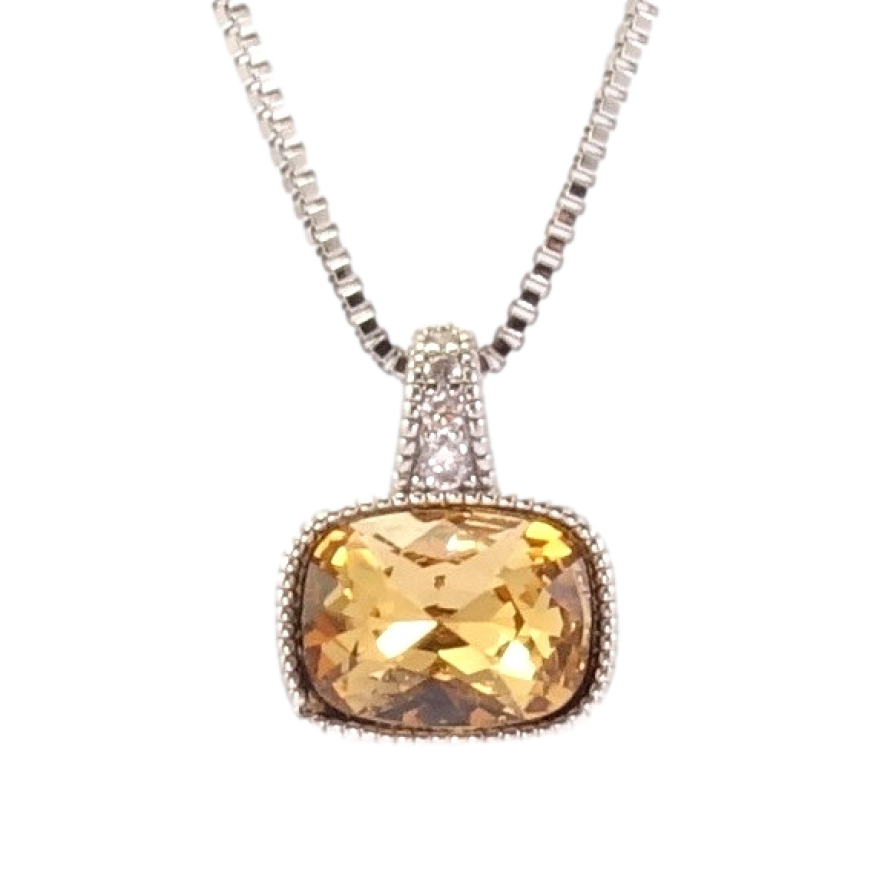 Кулон Xuping цвет Родий с кр-ми Swarovski на цепочке Кристалл Topaz дл. 45,5-51см х 1мм фото №1