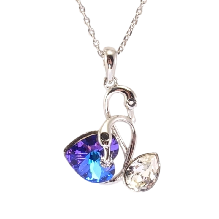 Кулон Xuping колір Родій з кр-ми Swarovski на ланцюжку Лебеді з кристалами Clear та Majestic Blue дл. 34-40см х 1мм фото №17