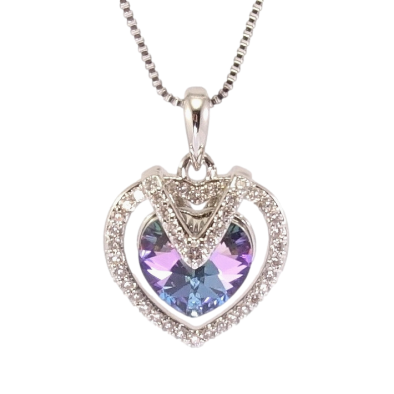 Кулон Xuping цвет Родий с кр-ми Swarovski на цепочке Изящное сердце с кристаллом Paradise Shine дл. 39-44см фото №3