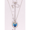 Кулон Xuping колір Родій з кр-ми Swarovski на ланцюжку Витончене серце з кристалом Capri Blue дл. 40-45см х 1мм фото №2