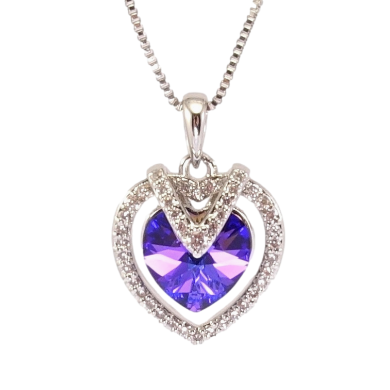 Кулон Xuping колір Родій з кр-ми Swarovski на ланцюжку Витончене серце з кристалом Majestic Blue дл. 39-44см х 1мм фото №2