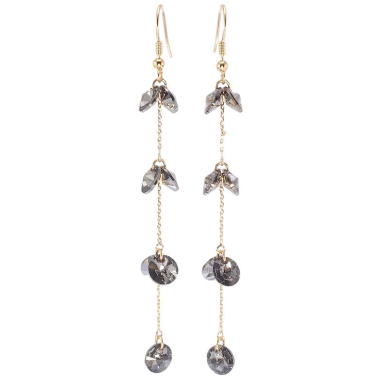 Серьги Xuping цвет 18K с кристаллами Swarovski французский замок Кристаллы Silver Night на цепочках фото №1