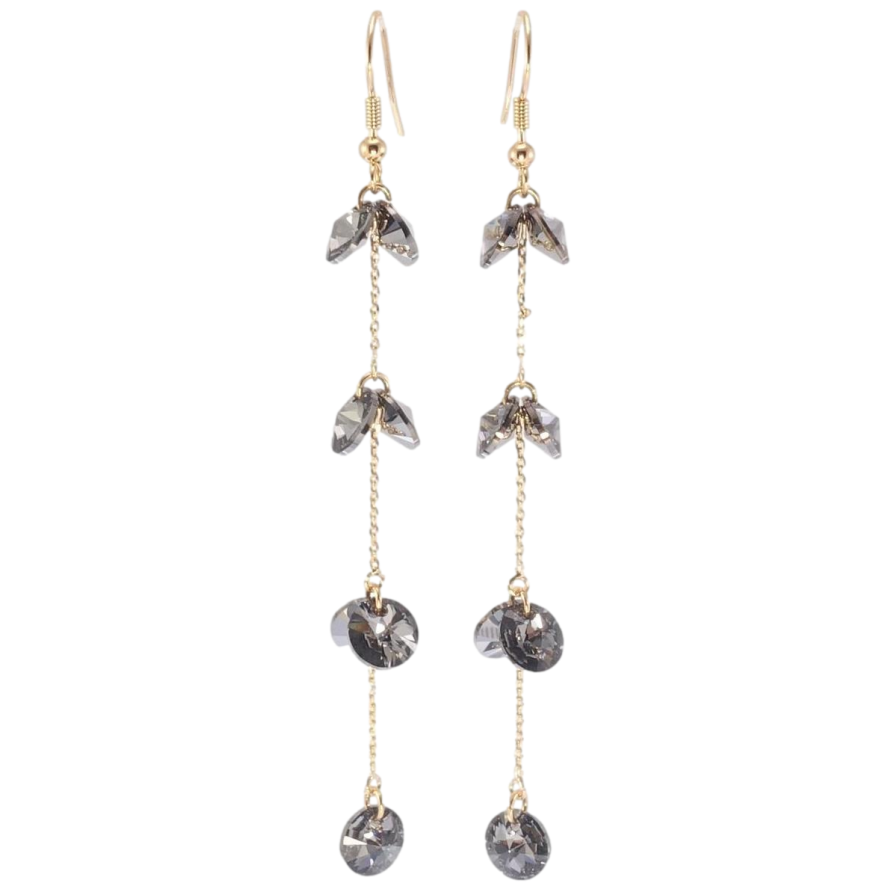 Сережки Xuping колір 18K з кристалами Swarovski французький замок Кристали Silver Night на ланцюжках фото №1