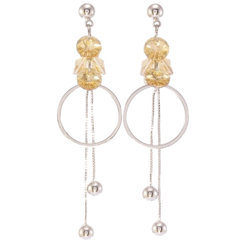 Серьги Xuping цвет Родий с кристаллами Swarovski пусеты Декоративные подвески с кристаллами Topaz фото №1