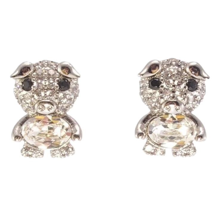 Сережки Xuping колір Родій з кристалами Swarovski пусети Хрюшки з кристалами Clear фото №11
