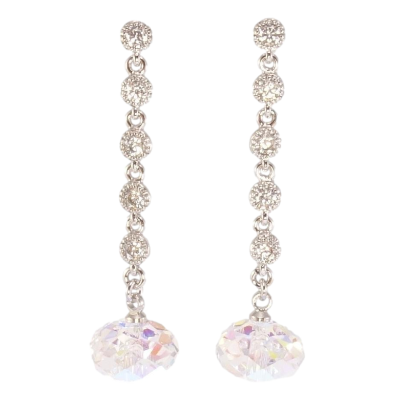 Сережки Xuping колір Родій з кристалами Swarovski пусети Підвіски з кристалом Shimmer фото №1