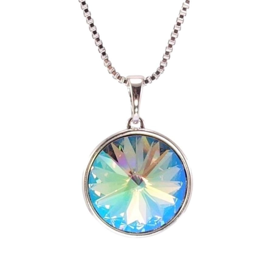 Кулон Xuping цвет Родий с кр-ми Swarovski на цепочке Кристалл Peridot Shimmer ø 16мм длина 41-46см х 1мм фото №1 Кулон Xuping цвет Родий с кр-ми Swarovski на цепочке Кристалл Peridot Shimmer ø 16мм длина 41-46см х 1мм фото №1