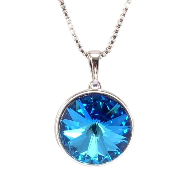 Кулон Xuping цвет Родий с кр-ми Swarovski на цепочке Кристалл Metallic Blue ø 16мм длина 42-47см х 1мм фото №15