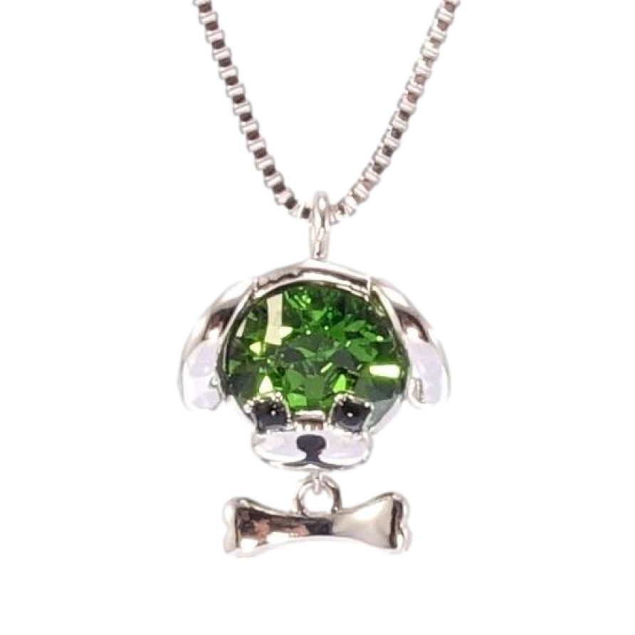 Кулон Xuping колір Родій з кр-ми Swarovski на ланцюжку Собачка кристал Fern Green довжина 40,5-45,5см х 1мм фото №1 Кулон Xuping колір Родій з кр-ми Swarovski на ланцюжку Собачка кристал Fern Green довжина 40,5-45,5см х 1мм фото №1