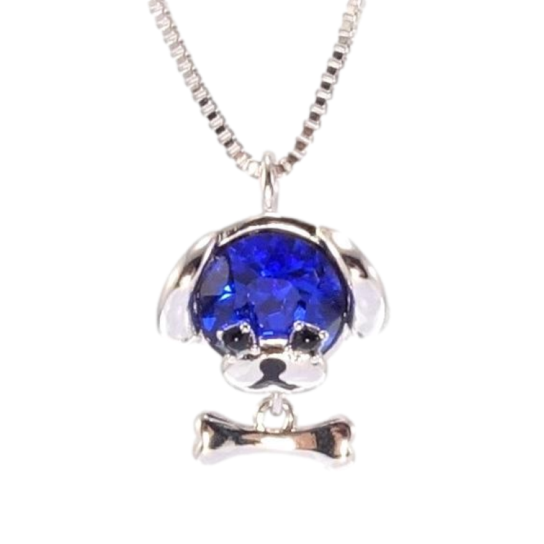 Кулон Xuping цвет Родий с кр-ми Swarovski на цепочке Собачка кристалл Capri Blue длина 41-46см х 1мм фото №1