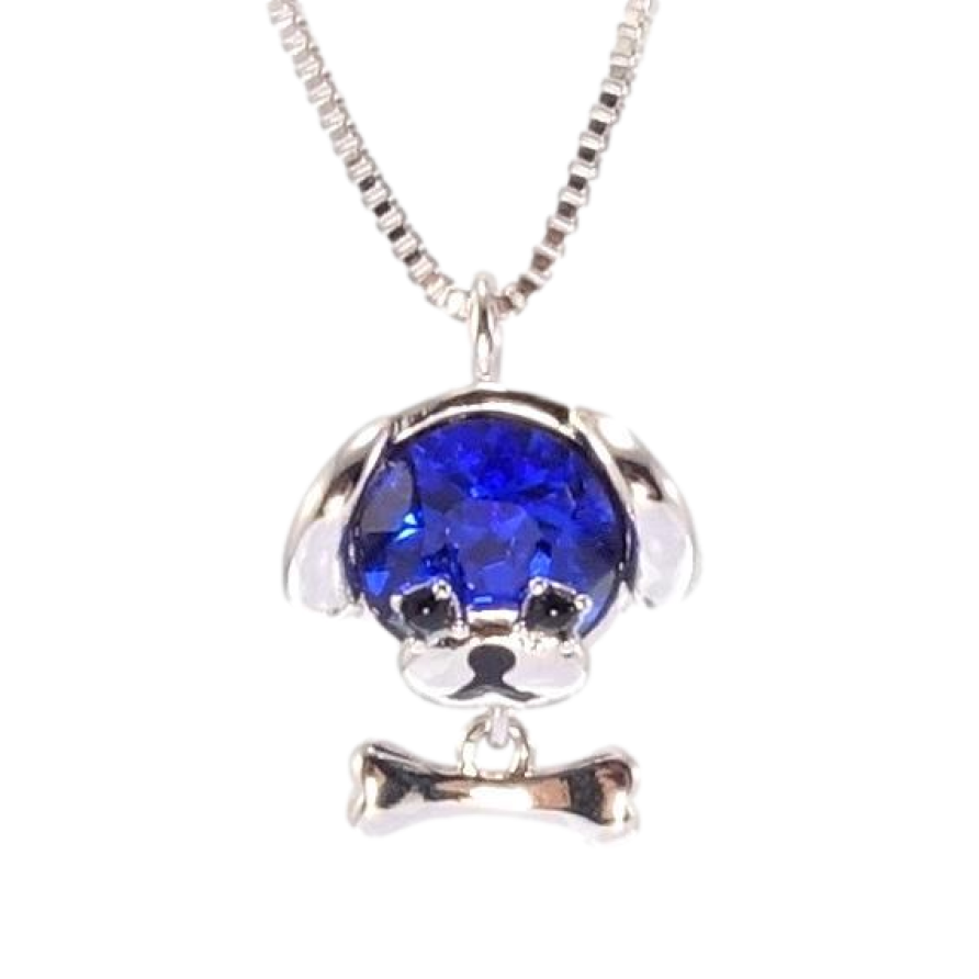 Кулон Xuping колір Родій з кр-ми Swarovski на ланцюжку Собачка кристал Capri Blue довжина 41-46см х 1мм фото №1 Кулон Xuping колір Родій з кр-ми Swarovski на ланцюжку Собачка кристал Capri Blue довжина 41-46см х 1мм фото №1