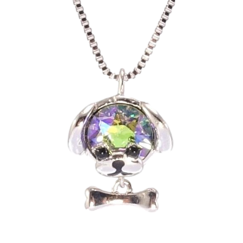 Кулон Xuping цвет Родий с кр-ми Swarovski на цепочке Собачка кристалл Paradise Shine длина 40-45см х 1мм фото №1