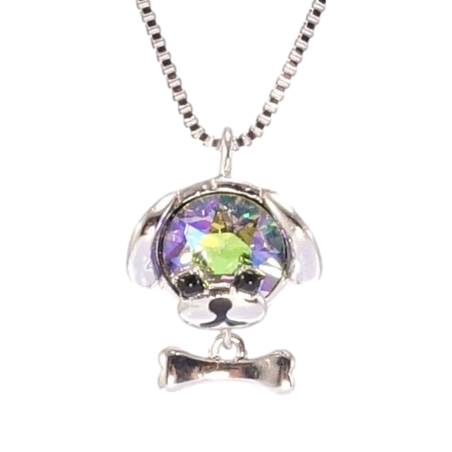 Кулон Xuping цвет Родий с кр-ми Swarovski на цепочке Собачка кристалл Paradise Shine длина 40-45см х 1мм фото №1