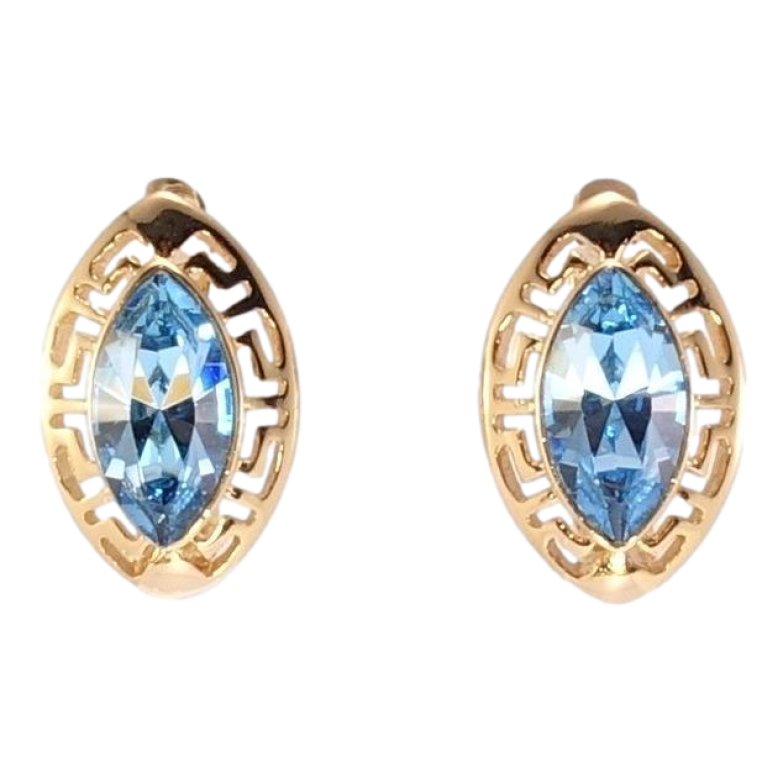 Серьги Xuping цвет 18K с кристаллами Swarovski английский замок Греческие мотивы с кристаллом Aquamarine фото №1