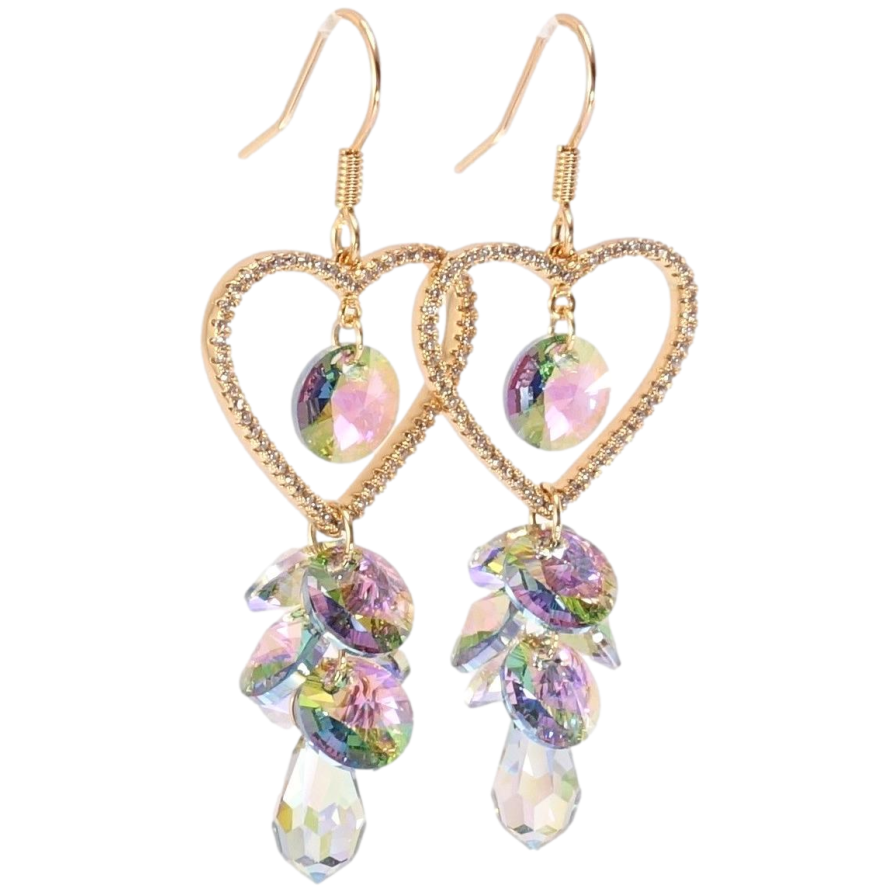 Сережки Xuping колір 18K з кристалами Swarovski французький замок Сердечки з кристалами Vitrail Light фото №1